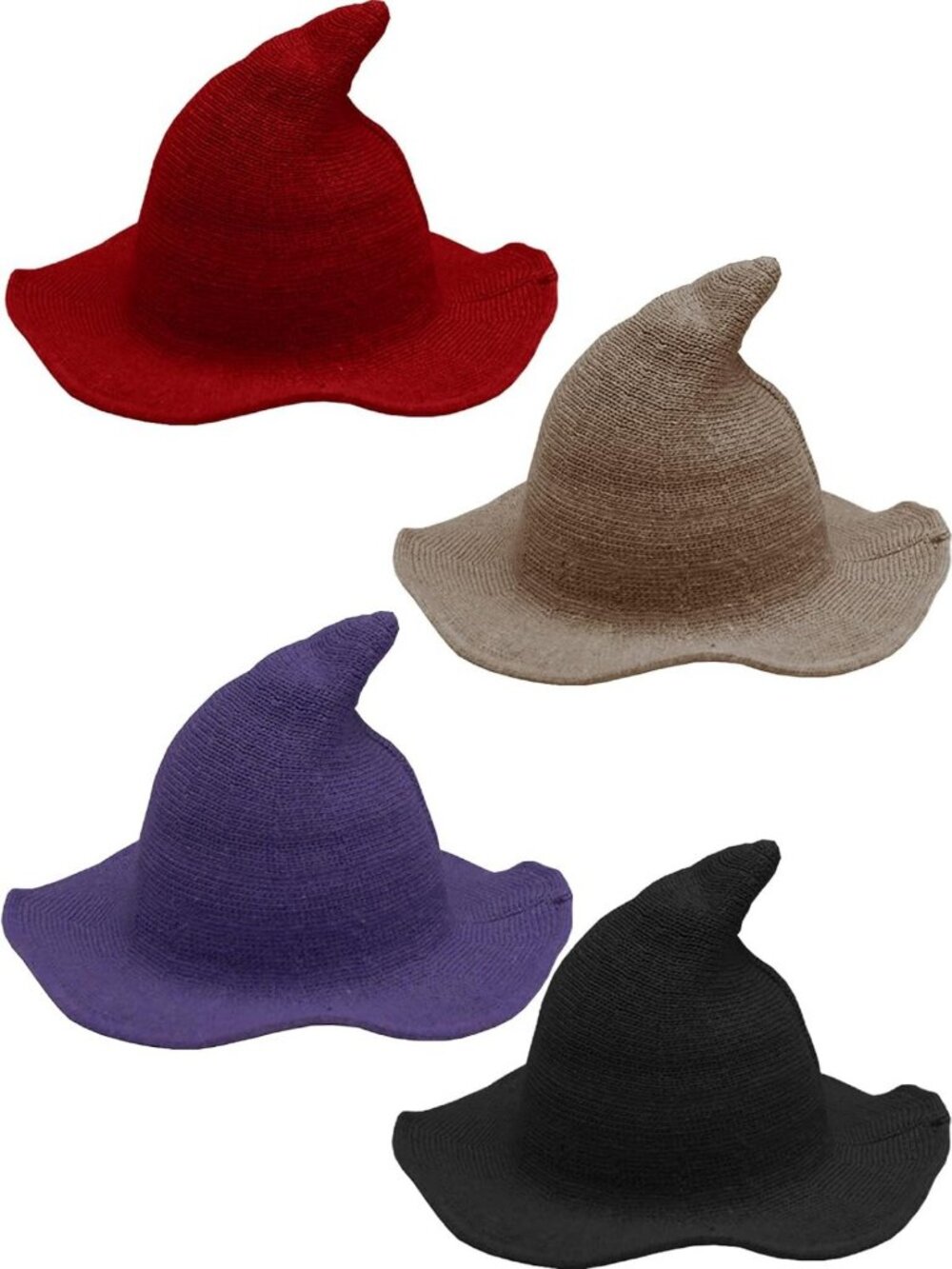 4 Pack Wool Witch Hats for Halloween Party Decor, Costume Accessories, Spooky